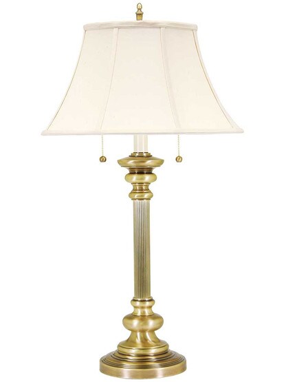 Newport Table Lamp with Twin Pull Chains in Antique Brass.